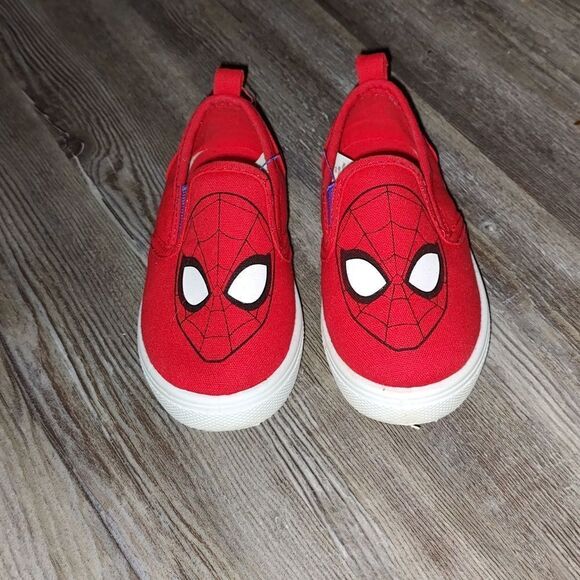 Marvel Spider-Man canvas slip on shoes Kids Sz 8 - Picture 2 of 6